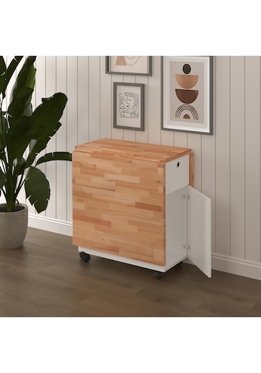 Masif Ahşap Tablalı Katlanır Masa Çalışma Yemek Mutfak Masası Kayın