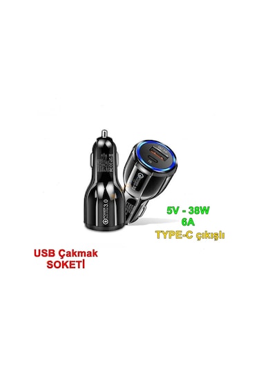 Usb Sarj Cakmak Ucu 38w 5v 6a Type-c Poınt