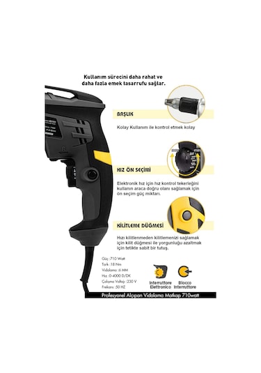 Assur ASR212 710W 90Nm Alçıpan Vidalama Siyah