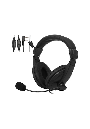 Vkemall K Tipi P07e-pk01 Walkie Talkie Kulaklığı, İki Kulaklı Gürültü Engelleme, Ptt Ve Vox Fonksiyonlu Siyah 1.1m Kablolu