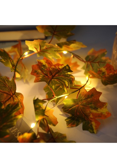 Maiyame Kışbayramı Dekorasyon Işıkları - Akçaağaç Yapraklı Led Işık Zinciri, Sürekli Ve Parıltı Modu, 2.2m 20 Işık, 4'lü Paket Aa Pil Gereklidir Sarı & Yeşil