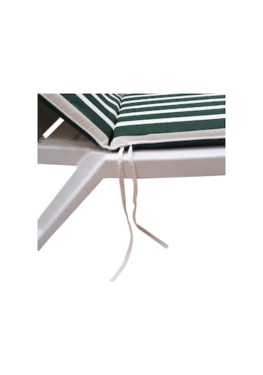 Mirzademarket Şezlong Minderi Median Pam./Pol. Kumaş Fermuarlı-Yeşil/Beyaz