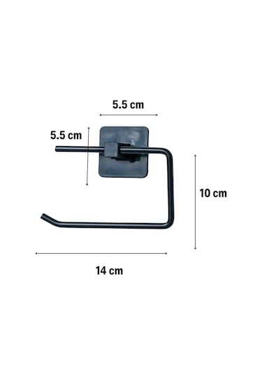 Zmc Bilişim Kendiliğinden Yapışkanlı Siyah Paslanmaz Metal Kapaksız Tuvalet Kağıtlığı Aparatı Çok Renkli