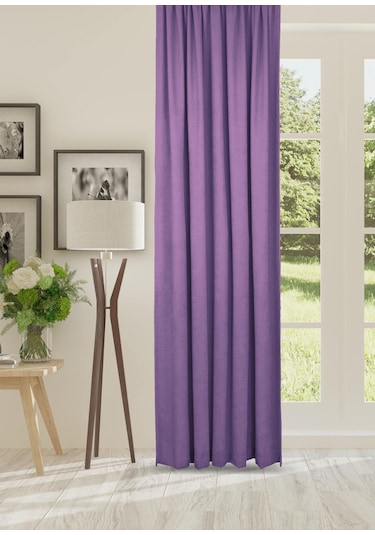 Cheap's Home Petek Dokulu Kadife Dokuma Düz Dikiş Ekstrafor Büzgü Fon Perde Lila