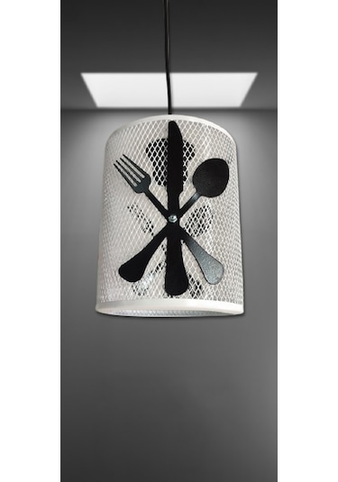 Kitchen Mutfak Tekli Beyaz Siyah Sarkıt Beyaz