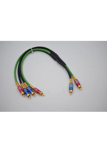 Bakır Amfi Rca Kablosu 50cm - 2 Giriş 4 Çıkış Anfi Rca Kablosu - 50cm - El Yapımı Tam Bakır - 50 Cm