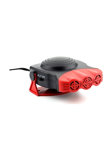 Wezone 12v/24v Araç İçi Isıtıcı Ve Defroster - Çift Fonksiyonlu Taşınabilir Otomobil Fanı Kırmızı, 3 Delikli