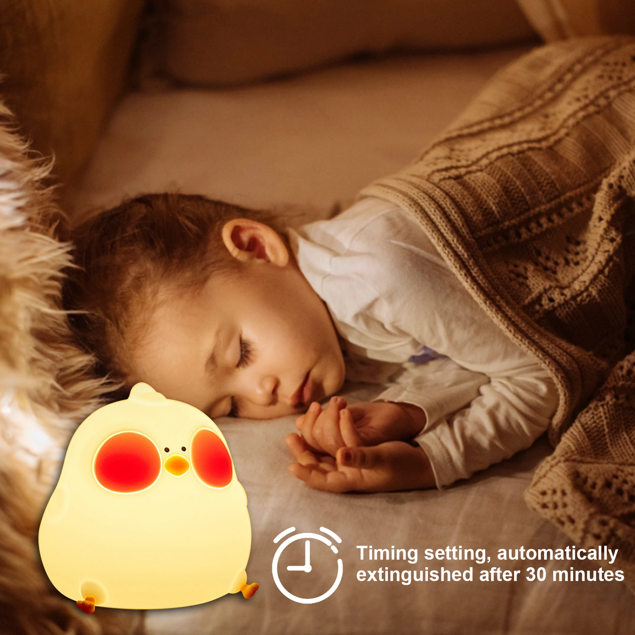 Folinda Tavşan Şekilli Silikon Gece Lambası - Hafif Dokunuşla 7 Renk Değişimi, 3 Parlaklık Seviyesi, 30 Dakika Zamanlayıcı, 1200mah Batarya Beyaz Diğer