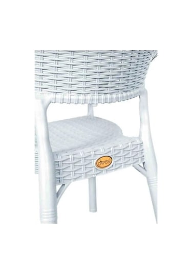 Bambu Beyaz 90x150 Cm Camlı Rattan Bahçe Balkon Masa Takımı Beyaz