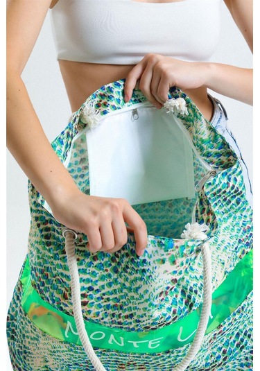 Monte Lui 1301-4 Plaj Çantası Desenli Yeşil