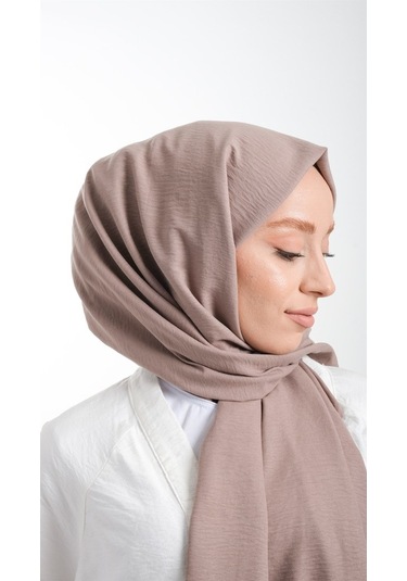 Hürrem Bone 202105_10 Pamuk Düz Klasik Caz Şal Vizon