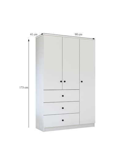 Metalia Gm 308 Ece Lüx 3 Kapı 3 Çekmeceli Düğme Kulplu Gardırop