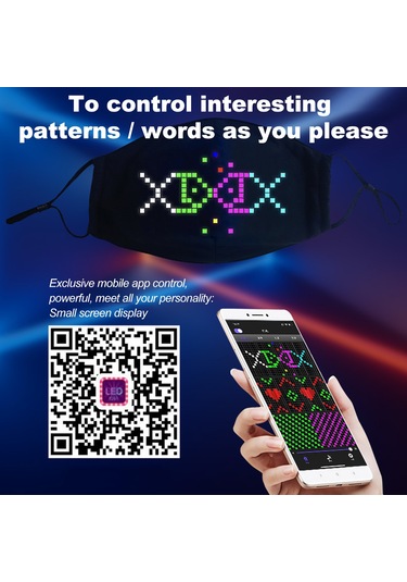Wezone Bluetooth Bağlantılı Rgb Led Maske - Çok Dilli Yazı & Animasyon Desteği 113 Karakter