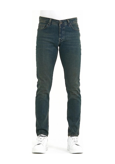 Digital Jeans Erkek Slim Fit Dar Kesim Dar Paça Kot Pantolon Yeşil Açık Gri