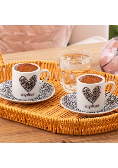 Porsima 11 Porselen 12 Parça Türk Kahve Fincan Takımı 90ml