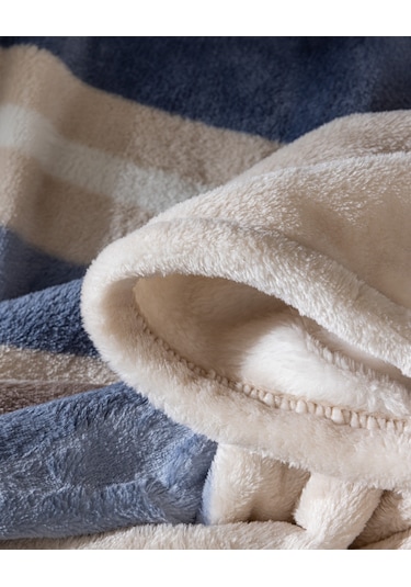 Mozel Çift Kişilik Welsoft Baskılı Battaniye - Mavi/bej 8684427292310 Çok Renkli