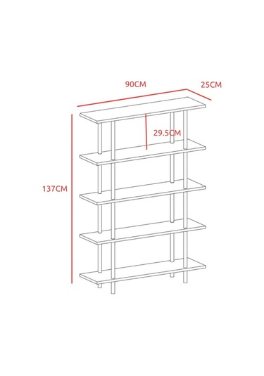 5 Raflı Modern Dekoratif Kitaplık Klasörlük Mutfak Rafı Kiler Çok Amaçlı Raf - Beyaz