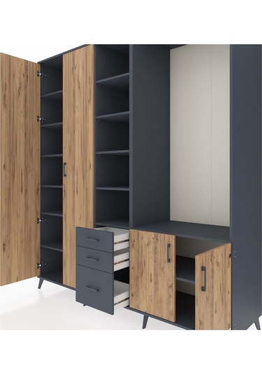 Kronos Dolap 13 Raflı 3 Çekmeceli 4 Kapaklı 220x59x243 Antrasit-çam/antrasit Atlas Çam/antrasıt Kronos Dolap 13 Raflı 3 Çekmeceli 4 Kapaklı 220x59x243 Antrasit-çam/antrasit Atlas Çam/antrasıt