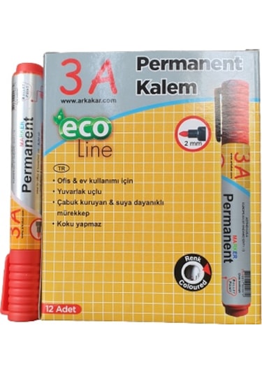 3A Yuvarlak Uçlu Permanent Marker Koli Kalemi 12'Li Paket Mavi