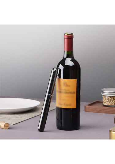 Wezone Şarap Açma Kolaylığı: Basınçlı 2 Si 1 Arada Şarap Açacağı Ve Folyo Kesici, Pratik Ve Taşınabilir Tasarım Siyah