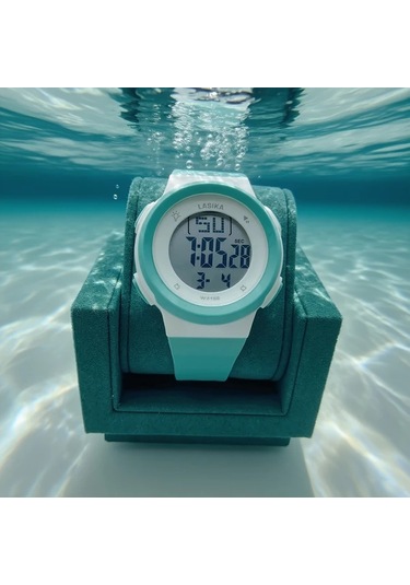 Primepickings Siyah Çocuklar İçin Dijital Alarmlı Su Geçirmez Öğrenci Saati Siyah