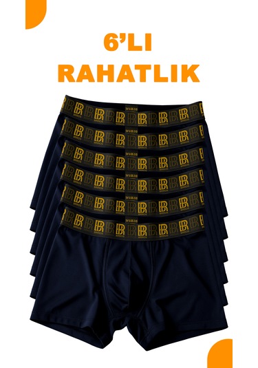 Maksfd Erkek 6 Lı Pamuklu Boxer Set Rahat Ve Esnek İç Giyim Erkek Boxer- Brros Modeli Lacivert