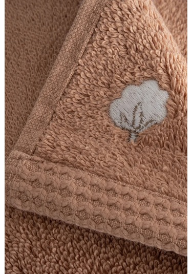 Ecocotton Pure Cotton Kahverengi Kelebek Bordürlü %100 Organik Pamuk 2'li El Havlusu Seti - 30 50 Cm Kahverengi