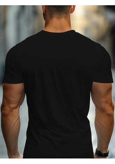 Erkek Kısa Kollu Bisiklet Yaka Viskon Bluz Siyah