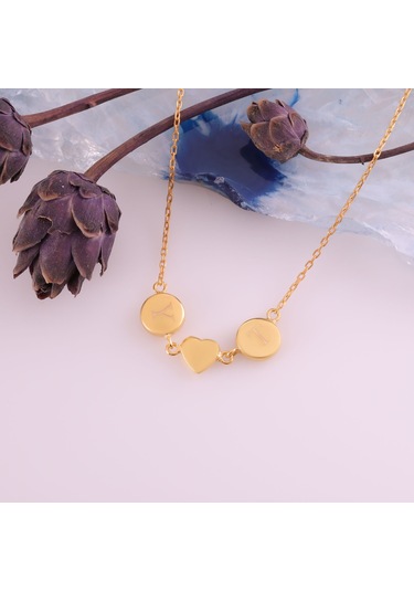 925 Ayar Gümüş Kişiye Özel Pullu Harf Kolye - Cn00375 Altın