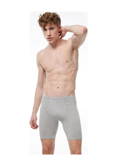 Malabadi 018 Erkek Uzun Paçalı Modal Boxer-Gri