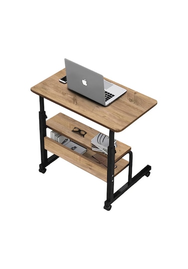 Yükseklik Ayarlı Ve Çift Raflı Laptop Sehpası Ve Çalışma Masası 2 Çam