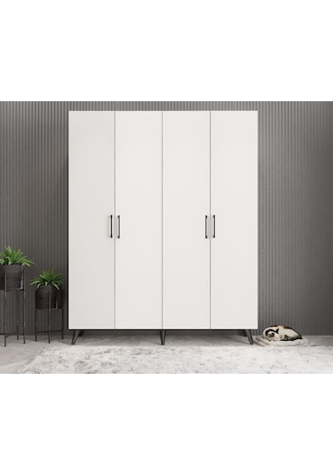 Duke 4 Kapaklı Ayakkabılık Füme Beyaz 160 Cm M2