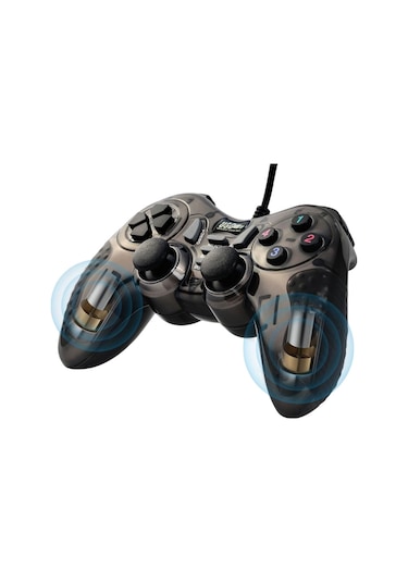 Usb Oyun Kolu 12 Fonksiyon Tuşulu Double Shock Oyun Kolu Siyah