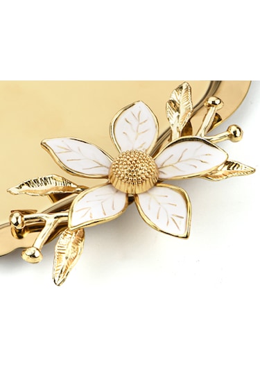 6 Adet Oval Papatlı Kahve-çay Servis Ve Sunum Tepsisi 25x20 Cm