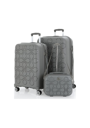 Mçs Polipropilen 3lü Valiz Seti Büyük & Orta & Makyaj V376 S23sy1000051-set 00006 Gri