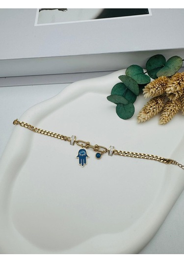 Fatma Ana Eli Detaylı Çelik Bileklik Gold Blk 323 Çok Renkli