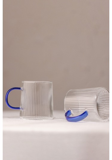 Rakle Borosilikat 2'li Kupa Seti Mavi Kulplu 320 Cc Renkli