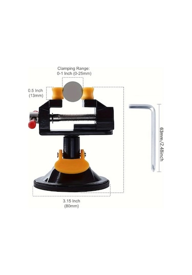 Xuweiwei Siyah 360 Dönebilir Mini Masa Mengenesi Emme Tabanlı Ayarlanabilir Çeneli