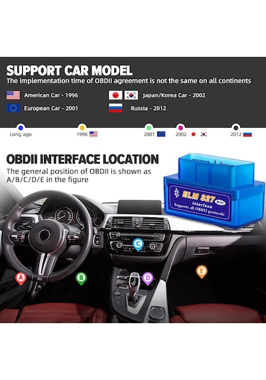 327 V1.5 Bluetooth Araç Arıza Tespit Cihazı Obd2 - Pıc18f25k80 Çift Çipli,