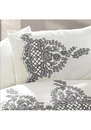 Nazik Saten Nevresim Takımı Çift Kişilik Monza Gri Diğer