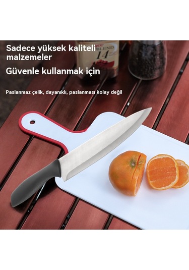 Açık Ocak Dokuz Parçalı Kamp Barbekü Paslanmaz Çelik Kesici Kesme Tahtası Ordu Yeşil Baskı 9 Parça Seti Yeşil