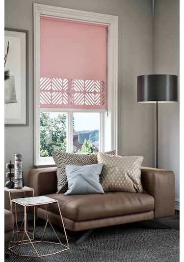 Lazer Kesim Mat Stor Perde, Lazer Kesimli Klasik Serisi, C-201006 Gül Kurusu Renk Gül Kurusu