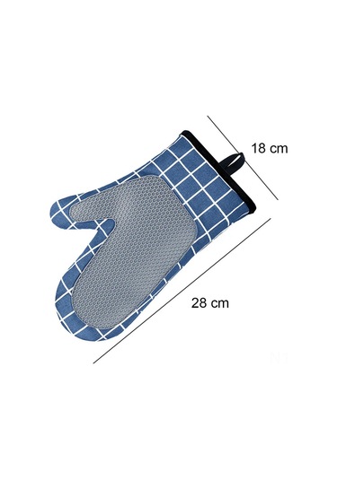 Lemestar Mavi 18x28 Cm Silikon Isıya Dayanıklı Fırın Eldiveni, Yumuşak Pamuk Ç衬zmesi, Kaymazsız Tutuş, Çift Paket, Mutfak Pişirme Fırınlama Diğer