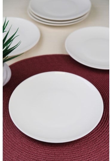 Tabak Evi Porselen Chic Servis Tabağı 24,50cm 6 Lı Krom