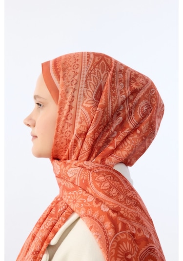Mirsoy Scarf Mirayze Etnik Desen Şal Turuncu