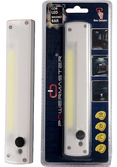 Powermaster Beyaz Cob Ledli Yapışkanlı Mıknatıslı El Tipi  Fener