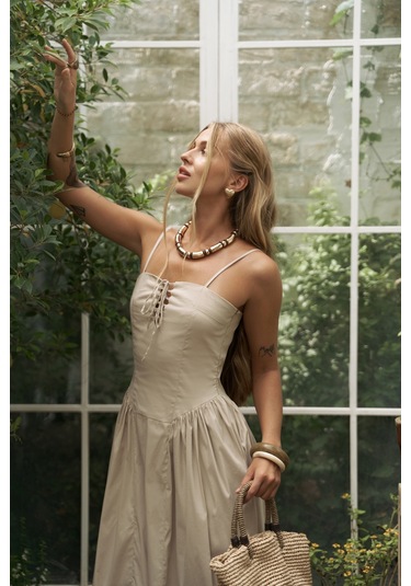 Narissa Askılı Midi Taş Elbise Taş