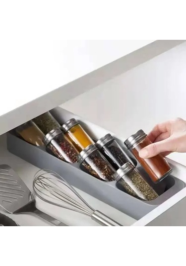 Xiyyadms Gri Spor Organizatörü, Bölmeli 8 Tane Baharat Şişesi Tutabilir, Kaymaz Altı, Dayanıklı Polimer-kum Kompozit Malzeme, 1 Adet Gri