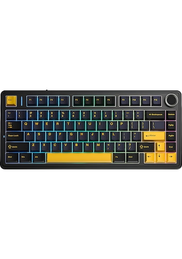 Aula F75 Mekanik Rgb Tkl Reaper Switch Kablosuz Makrolu Hot Swap Klavye Siyah