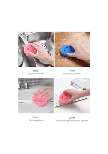 Fosenze 3'lü Mutfak Temizlik Süngeri Seti - Tabak, Cam Seramik Ve Çamaşır Temizliği İçin Çok Amaçlı Bej, Beyaz Ve Pembe